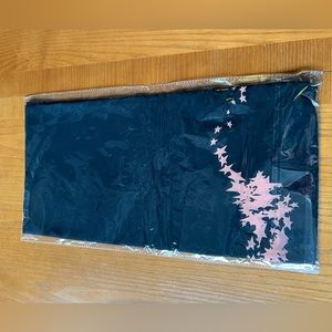 Mugler black scarf with pink stars